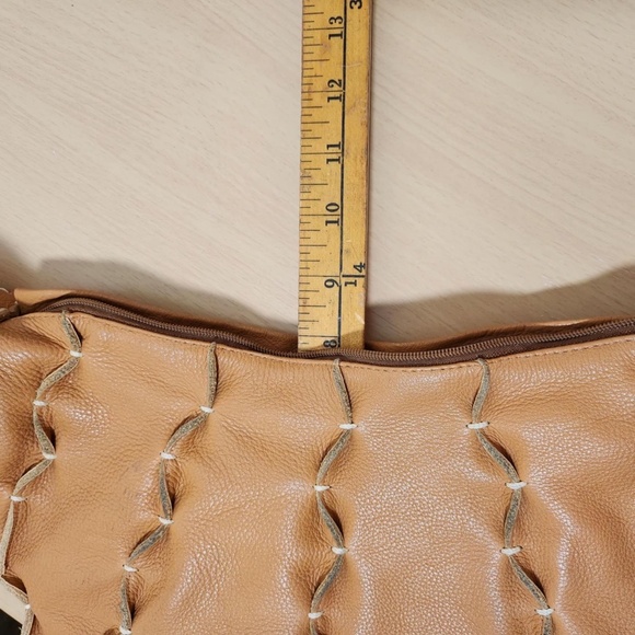 FATTO A MANO By Carlos Falchi Leather Crecent Moon Whip Stitch Hobo Sling Bag - Picture 6 of 12